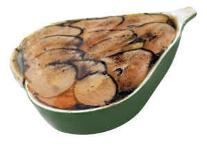 Pašteta, jetrna, s hruškami, v keramiki