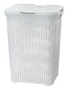 Koš za perilo, ratan, beli, 60l