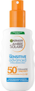 Mleko Ambre Solaire, v pršilu, za občutljivo kožo, SPF 50+, 150 ml