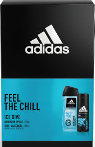 Darilni set Adidas, Ice Dive, moški, deo sprej 150 ml + tuš gel 250 ml
