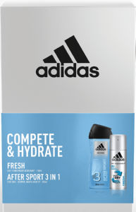 Darilni set Adidas, Compete & Hydrate, moški, deo 150 ml + tuš gel 250 ml