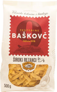 Domači jajčni rezanci, Baškovč, široki, št. 9, 500 g