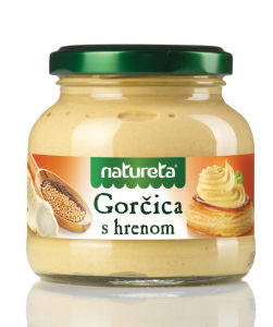 Gorčica Natureta, s hrenom, 200 g
