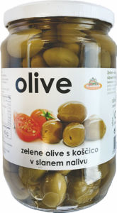 Olive GranGusto, zelene s koščico, v slanem nalivu, 710 g