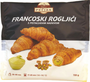 Maslen rogljič, s pistacijevim nadevom, zamrznjeno, Pekarna Pečjak, 720 g
