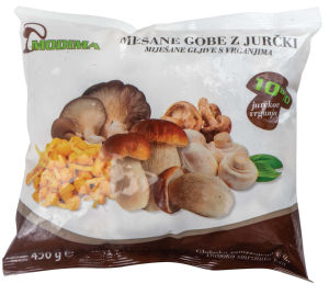 Gobe mešane, z jurčki, zamrznjeno, 450 g