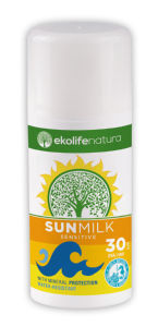 Mleko za sončenje Ekolife natura, 100 % naravno, Sensitive, SPF30, 100 ml