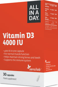 Prehransko dopolnilo Sensilab, ALL IN A DAY Vitamin D3 4000IU, 30 kapsul