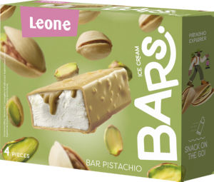 Sladoled Leone, BAR Pistacchio, ploščica, 4 x 50 ml