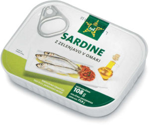 Sardine Tuš z zelenjavo v omaki, 108 g