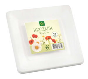 Krožnik Tuš, kvadratni, slad.trs, 20x20cm, 12/1