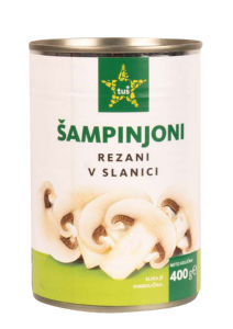 Šampinjoni Tuš v slanici, rezani, 400 g