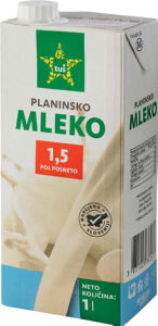 Mleko Tuš Planinsko, 1,5 % m.m., 1 l