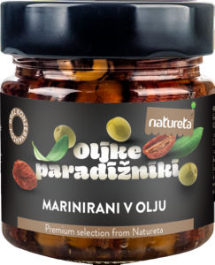 Oljke in paradižniki Natureta, marinirani v olju, 220 g