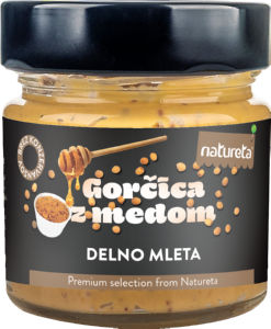 Gorčica Natureta, z medom, delno mleta, 230 g