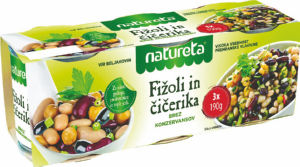 Mešanica fižolov in čičerike, Natureta, 3 x190 g