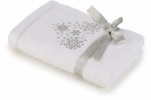 Brisača Svilanit, Snow heart, bela 50 x 100 cm