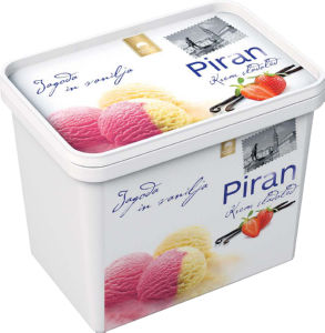 Sladoled Piran, vanilija in jagoda, 2 l