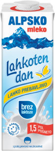 Mleko Alpsko, brez laktoze, 1,5 % m.m., 1l