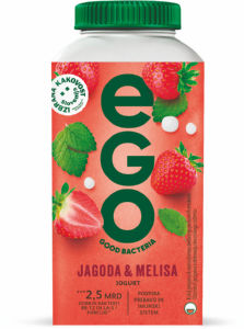 Jogurt Ego tekoči, jagoda, melisa, 250 g
