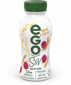 Jogurtov napitek Ego, S&V, malina, žitarice, 250 g
