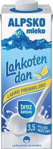 Mleko Alpsko, brez laktoze, 3,5 % m.m., 1.l