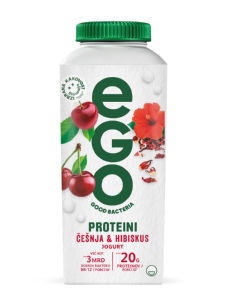 Jogurt proteini EGO, brez laktoze, češnja, hibiskus, 330 g