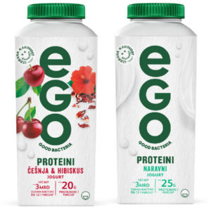 Jogurt proteini EGO, brez laktoze, češnja, hibiskus, 330 g