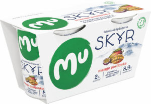 Jogurt zgoščen Mu, Skyr, mango, pasijonka, 2 x 140 g