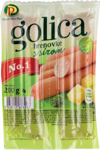 Hrenovke Golica, s sirom, Perutnina Ptuj, 200 g