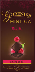 Čokolada Gorenjka, temna s suhimi malinami, 100 g
