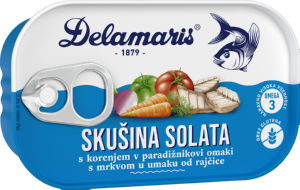 Solata skušina Delamaris, s korenjem v paradižnikovi omaki, 125 g