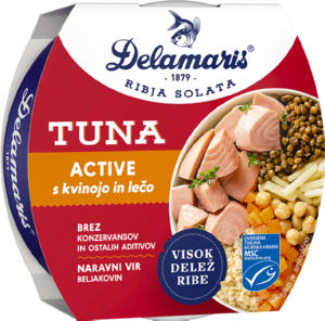 Tunina solata Delamari, Active, s kvinojo in lečo, 170 g