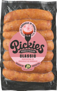 Klobasa Pickies, piščančja prekajena, Classic, 370 g