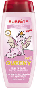 Gel za prhanje Subrina, in šampon z balzamom, Kids Queeny, 250 ml