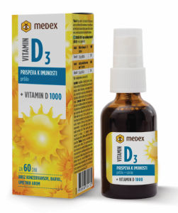 Pršilo z vitaminom D3 Medex Vitamin  D 1000, 30 ml