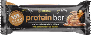 Ploščica Medex, proteinska, okus karamela in piškot, 43 g