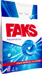 Pralni prašek Faks, prah, Aquamarine, 40 pranj, 2,2 kg