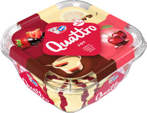 Sladoled Quattro Joy, jagoda, vanilija, višnja, zuppa, 800 ml