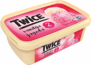 Sladoled Twice, vanilija, jagoda, 1 l