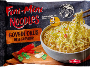 Testenine instant Fini Mini, Noodles, z okusom govedine, 75 g