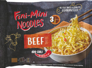 Testenine instant Fini Mini, Noodles, z okusom govedine, 75 g