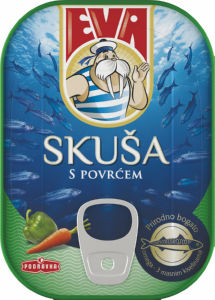 Skuša Eva, z zelenjavo, v paradižnikovi omaki, 100 g