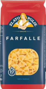 Testenine Zlato polje, farfalle, durum, 500 g