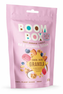 Granola Boom box ovsena, gozdni sadeži, kokos, mandelj, 60 g