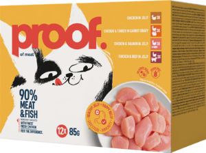 Hrana za mačke Proof, piščanec z več okusov, 12 x 85 g