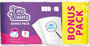 Papirnate brisače Teta Violeta, 3sl., bonus pack 3+1gr.
