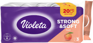 Toaletni papir Violeta, strong & soft, breskev, 3 sl., 20/1