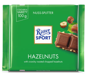 Čokolada mlečna Ritter Sport, s sesekljanimi lešniki, 100 g