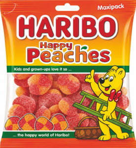 Bonboni Haribo, gumijasti, Happy peaches, 185 g